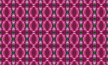 Yeşil aksanlı göz kamaştırıcı pembe çiçek deseni dekoratif tasarımlar, tekstil ve arka planlar için mükemmel..