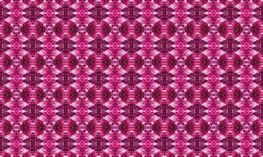 Moda ve iç dekorasyon için süslü tasarımları olan karmaşık pembe ve mor pürüzsüz desenler.