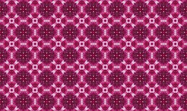 Canlı, modern tasarımlı, karmaşık pembe çiçek desenleri.