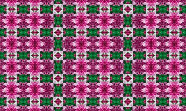 Tasarım ve dekorasyon için pembe ve yeşil renkleri olan güzel canlı bir çiçek deseni.