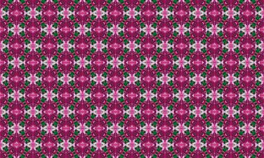 Dekoratif kullanım için dekoratif tasarımları olan karmaşık pembe ve yeşil desenli.