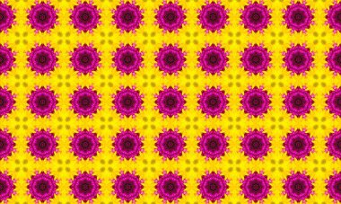 Projenize parlak sarı arkaplanlı pembe çiçek desenli bir renk ve enerji ekleyin. Oyuncak ve yaratıcı bir dokunuş gerektiren tasarımlar için mükemmel.