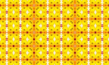 Karmaşık tasarım elementleri olan canlı sarı çiçek deseni, arka plan ve tekstil için mükemmel.