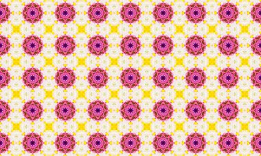 Beyaz zemin üzerinde pembe ve sarı mandalalar bulunan bu canlı çiçek desenine biraz zarafet katın. Ev dekorasyonu, hediye paketi ve dijital tasarım için mükemmel.