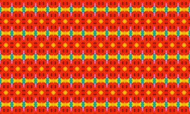 Canlı renkleri ve detaylı tasarımı olan karmaşık geometrik desen