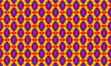 Yaratıcı projeler için parlak sarı, pembe, turuncu ve mavi renkli göz alıcı geometrik desen