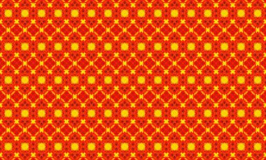 Kırmızı ve sarı kareleri ve elmasları canlı ve dinamik bir dizaynla tekrar eden kusursuz bir geometrik desen..