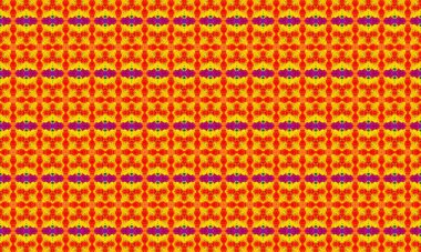 Renkli, tekrarlayan geometrik desen turuncu, sarı ve mor renklerde kusursuz bir dizayn..