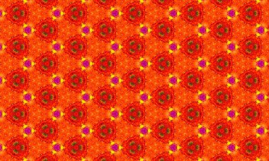 Renkli yinelenen kırmızı, turuncu ve mor çiçek desenleri veya desenli arka plan şekilleri.