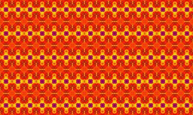 Renkli, tekrarlayan geometrik desen turuncu, sarı ve mor renklerde kusursuz bir dizayn..