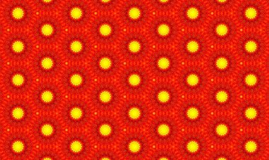 Koyu kırmızı arka planda parlak sarı noktaların kusursuz deseni, canlı ve eğlenceli bir görsel efekt yaratıyor..