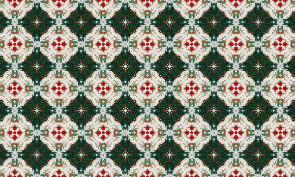 Canlı yeşil, kırmızı ve beyaz renklere sahip güzel çiçek desenleri bayram tasarımları, dekorasyonlar veya tekstil için mükemmel.