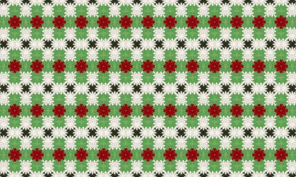 Yeşil, kırmızı ve beyaz renklere sahip güzel ve canlı bir çiçek deseni. Dekoratif ve tasarım amaçlı mükemmel..
