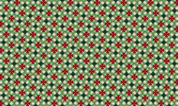 Yeşil arka planda kırmızı, yeşil ve beyaz çiçeklerin yer aldığı bu canlı çiçek desenine renk ve şenlik neşesi ekleyin. Tatil süslemeleri, hediye paketi ve yaratıcı projeler için mükemmel.