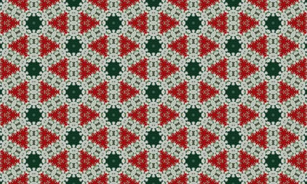 Değişik projelere modern sanatsal bir dokunuş eklemek için mükemmel, kusursuz, kırmızı, yeşil ve beyaz şekilli canlı bir geometrik desen..