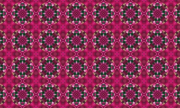 Yeşil aksanlı karışık pembe çiçek deseni, dekoratif tasarımlar için mükemmel.