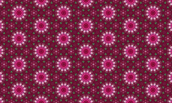 Zengin kestane rengi arka planda pembe çiçeklerle süslü karmaşık çiçek deseni, tasarım ve dekoratif projeler için mükemmel.