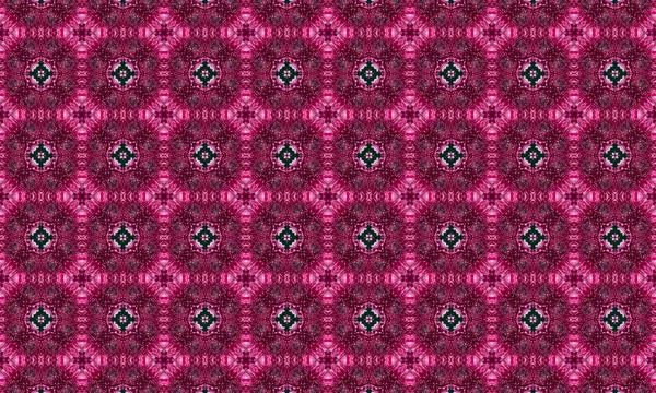 Karmaşık pembe ve yeşil kaleydoskop deseni kusursuz geometrik tasarımlı büyüleyici bir arka plan dokusu oluşturuyor.