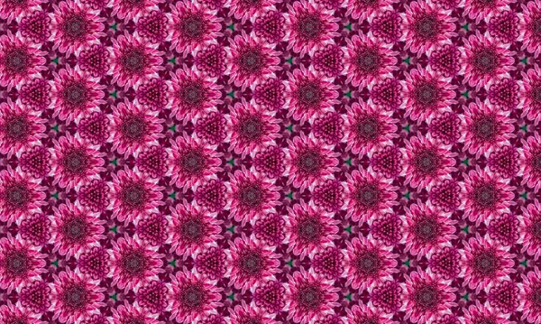 Karanlık merkezleri ve yeşil aksanları olan parlak pembe çiçeklerin hoş, pürüzsüz deseni, doğanın güzelliğini tasarlamak için mükemmel..