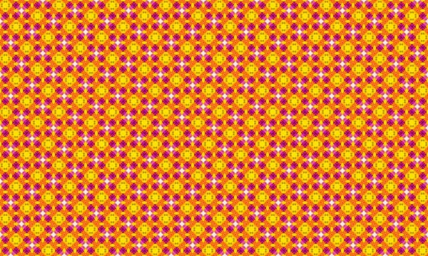 Projenize turuncu arkaplanda mor ve sarı şekiller içeren bu canlı geometrik deseni içeren bir renk patlaması ekleyin