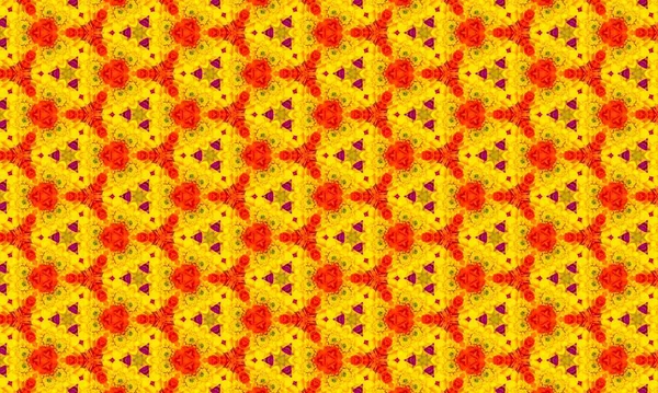 Parlak sarı, turuncu ve mor renkli sersemletici çiçek deseni arka plan, tekstil ve yaratıcı projeler için mükemmel dinamik ve sanatsal bir tasarım yaratıyor.