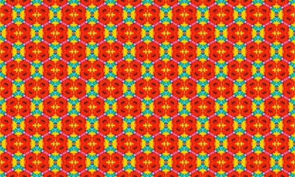 Tasarımlarınıza parlak kırmızı, sarı, mavi ve pembe renklerde karmaşık geometrik şekiller içeren bu canlı ve pürüzsüz desenle bir renk patlaması ekleyin