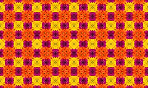 Parlak sarı, turuncu ve pembe çiçekli kusursuz çiçek deseni tasarım ve dekoratif projeler için mükemmel.