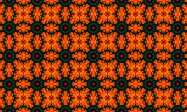 Koyu arkaplanda çarpıcı turuncu çiçek deseni, modern tasarımlar için mükemmel.