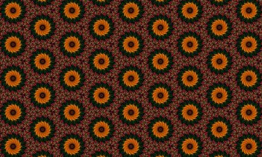 Dinamik çiçek desenleri. Renkli ve canlı bir dizayn olan ayçiçekleri ve kırmızı biberleri içeriyor.