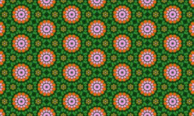 Tasarımlarınıza canlı turuncu ve pembe çiçeklerle bohem esinlenilmiş projeler ve yaratıcı çabalar için mükemmel yeşil bir arkaplan ekleyin.