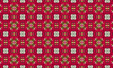 Kırmızı güller ve beyaz çiçeklerle sersemletici çiçek desenleri, zarif tasarımlar ve lüks arka planlar için mükemmel.