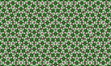Yeşil arka planda beyaz ve pembe çiçekleri barındıran güzel çiçek deseni, tekstil ve duvar kağıdı tasarımı için mükemmel.