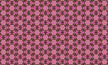 Pembe güller ve yeşil yapraklarla süslenmiş kusursuz çiçek desenleri. Dekorasyon ve tasarım için mükemmel.