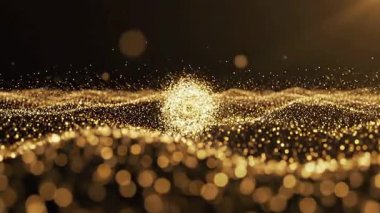 Karanlık bir uzayda patlayan altın parçacıkların sihrini hissedin. Büyüleyici bir ışık ve enerji gösterisi yaratın..