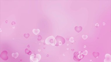 Romantik pembe arka planda yüzen kalpler yumuşak duygular ve şefkatli duygular uyandırır.