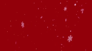 Sihirli kar taneleri, canlı kırmızı bir arka plana yumuşak bir şekilde düşer ve neşeli bir Noel atmosferini anımsatır. Tatil projeleri, dekorasyonlar ve mevsimlik pazarlama malzemeleri için ideal.