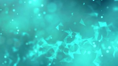 Dinamik geometrik şekillere ve bokeh ışıklarına sahip canlı turkuaz arka plan, projenize modernlik ve yenilik katmak için mükemmel.