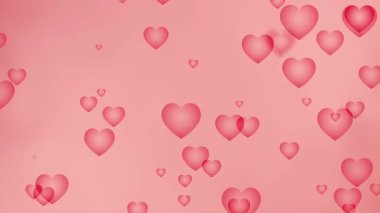 Yumuşak pembe arka planda süzülen kaprisli pembe kalpler, Sevgililer Günü veya romantik temalar için mükemmel