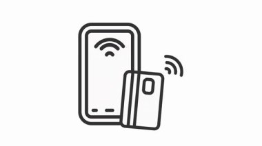 Kablosuz bağlantı kuran iki akıllı telefonun basit çizgisi çizimi