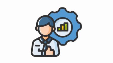 İş adamı verileri olumlu geri bildirim ve büyüme grafiğiyle analiz ediyor