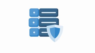 Koruyucu kalkan simgesine sahip güvenli veritabanı sunucusunun kavramsal illüstrasyonu