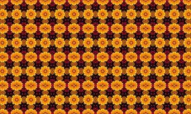 Siyah arka planda sarı çiçekleri içeren canlı, pürüzsüz bir desen.