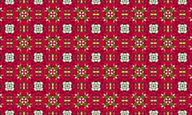 Güzel çiçek desenleri, parlak kırmızı ve beyaz güller ve pürüzsüz bir dizayn.