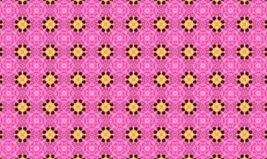 Dekoratif kullanım için karmaşık tasarımları olan güzel pembe ve sarı çiçekli desenler.