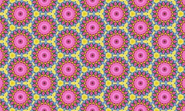 Pembe çiçekler ve canlı renklerde sarı kelebekler içeren güzel örgü desenleri.