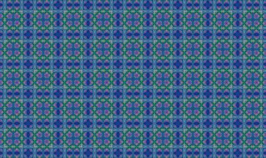 Mavi yeşil ve mor tonlarda çarpıcı soyut geometrik desen, modern tasarımlar ve lüks dekorlar için mükemmel.