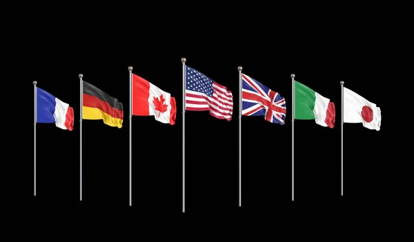 Иллюстрация Онлайн Саммит Флаги Стран Группы Семи Канада Германия Италия — стоковое фото
