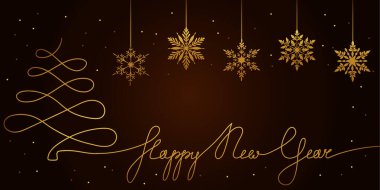 Sürekli sanat eseri olan lüks bir vektör illüstrasyonu. Altın Noel ağacı ve 