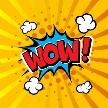 Çizgi roman pop sanat tarzı boş düzeni şablonu bulutlar ile.