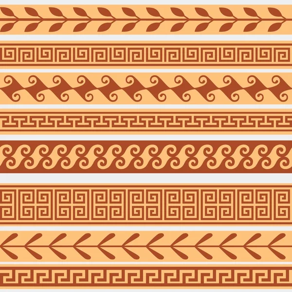 Greek seamless patterns, textures, black on a gray background. Isolated